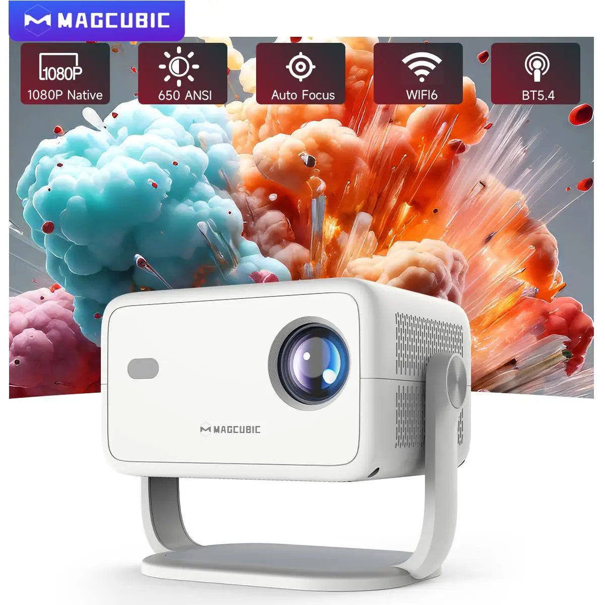 Magcubic Natív 1080P (650 ANSI lumen, 8K támogatás) 360°-ban forgatható projektor